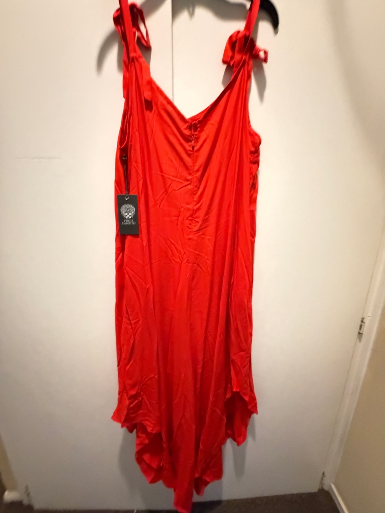 Vince Camuto Red Tie-Shoulder Slip Jumpsuit